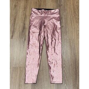 Heroine Sport Marvel Leggings Medium Pink Metallic Shimmer Rose Gold Shiny